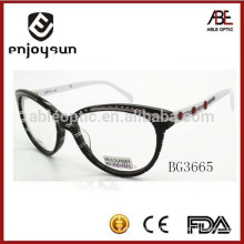 lady fashionable acetate optical eyewear eyeglasses with stainless steel decorated frame